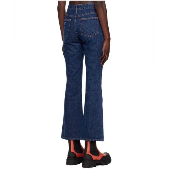 Ganni Betzy Jeans Dark Blue Stone size 31/34 Flare High Rise Organic Cotton NWT - Picture 3 of 16